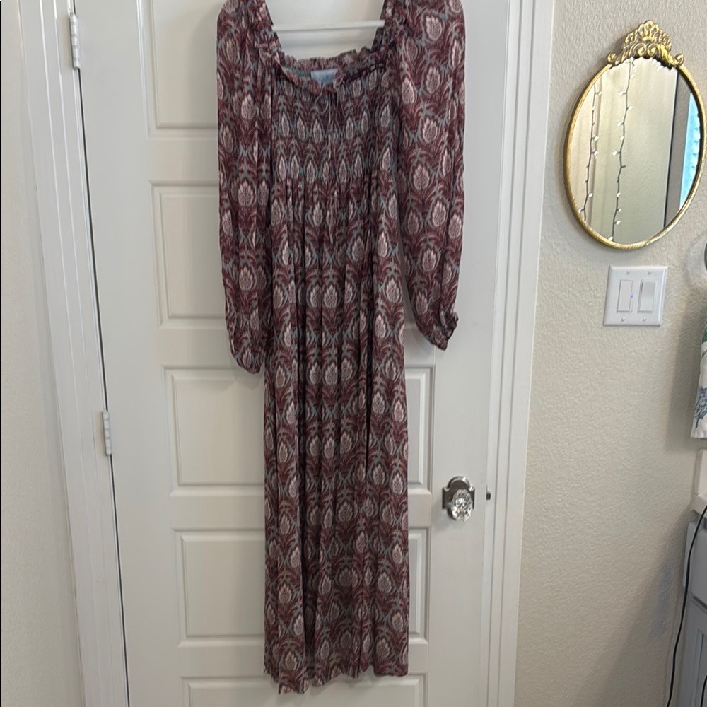 Elegant Maroon Patterned Dress